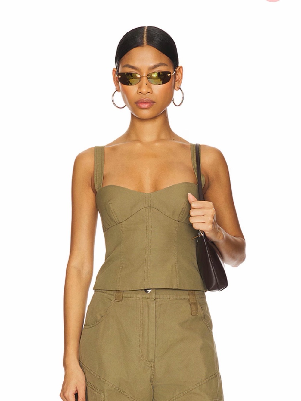 Camila Coelho Gigi Top in Olive Green Bustier Small